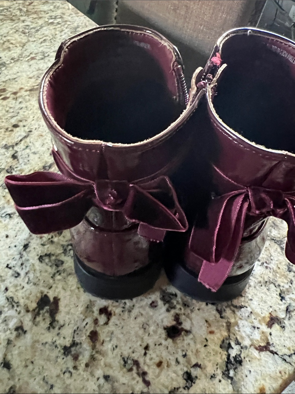 GAP Girls Burgundy Patent Bow Ankle Boots